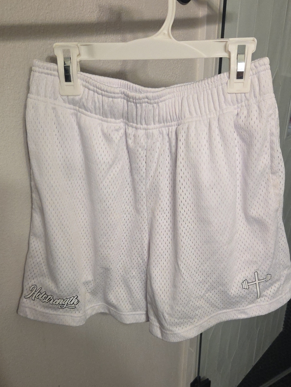 Men's White Athletic Mesh Shorts with Subtle Logo
